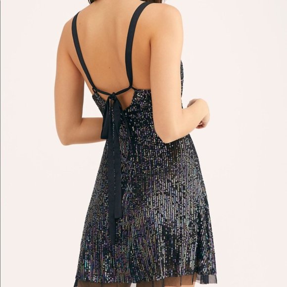 FINAL Free People Gold Rush Mini Dress in black - Picture 2 of 3